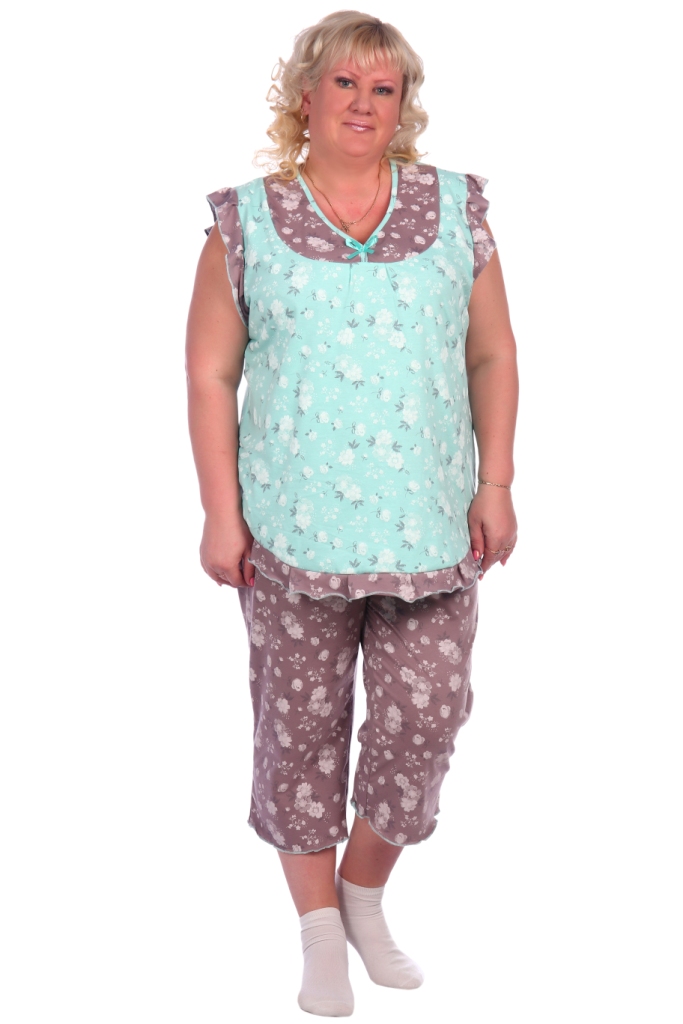 Жен. пижама арт. 16-0538 Мята р. 52 ЕленаТекс, цвет мятный, размер 52 - фото 4