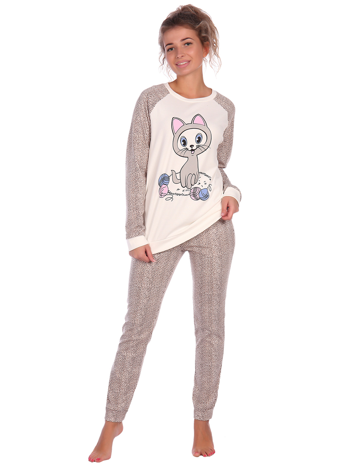 Жен. пижама арт. 16-0615 Песочный р. 56 НСД Трикотаж, размер 56 Жен. пижама с брюками - фото 2