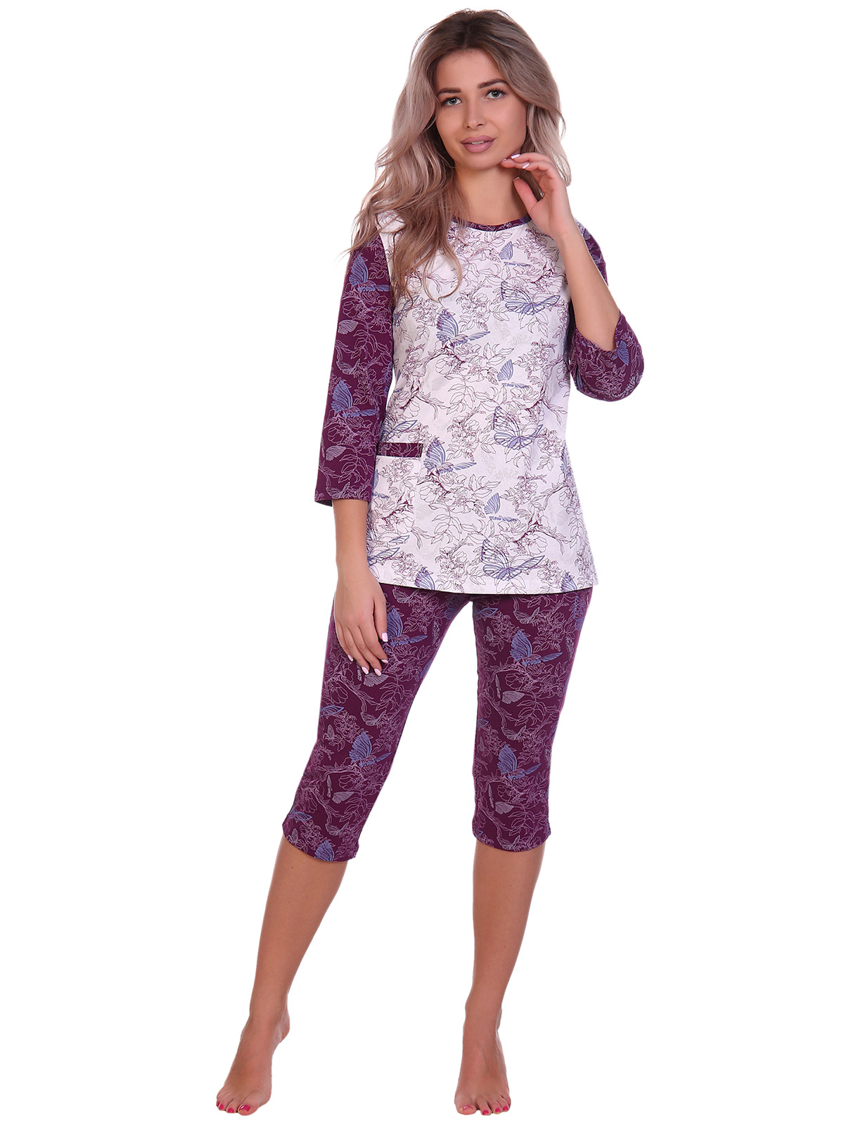 Жен. пижама арт. 16-0705 Бордовый р. 56 НСД Трикотаж, размер 56 - фото 2