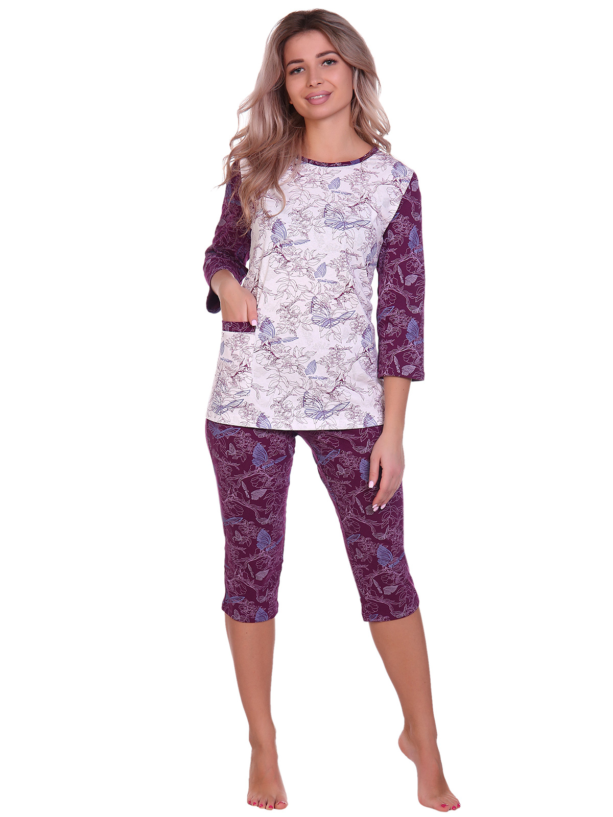 Жен. пижама арт. 16-0705 Бордовый р. 56 НСД Трикотаж, размер 56 - фото 1