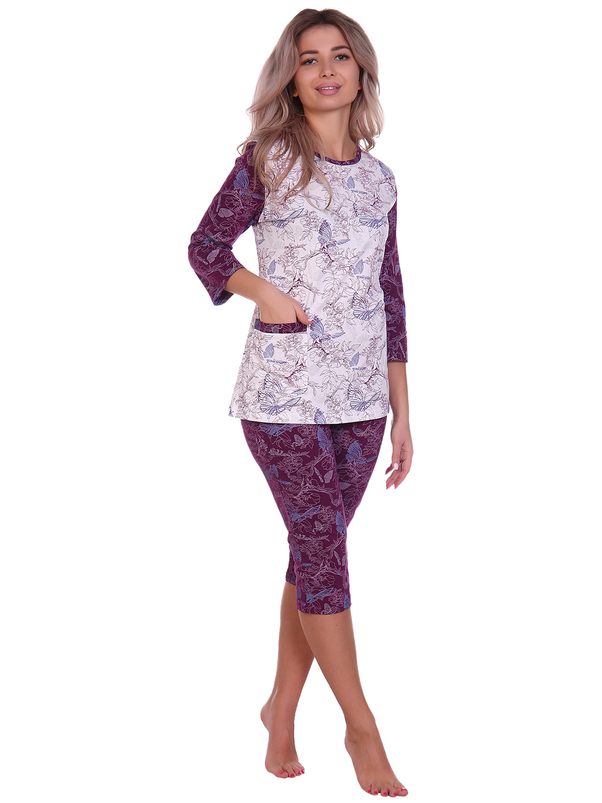 Жен. пижама арт. 16-0705 Бордовый р. 56 НСД Трикотаж, размер 56 - фото 3