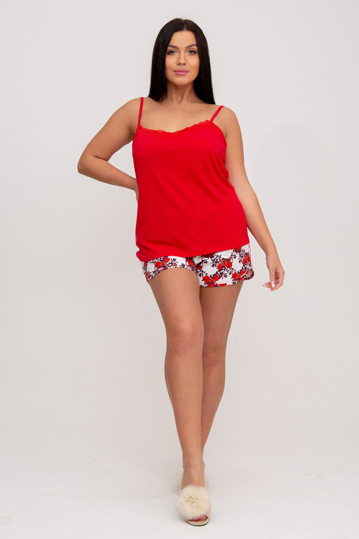 Жен. пижама с шортами арт. 23-0098 Красный р. 50