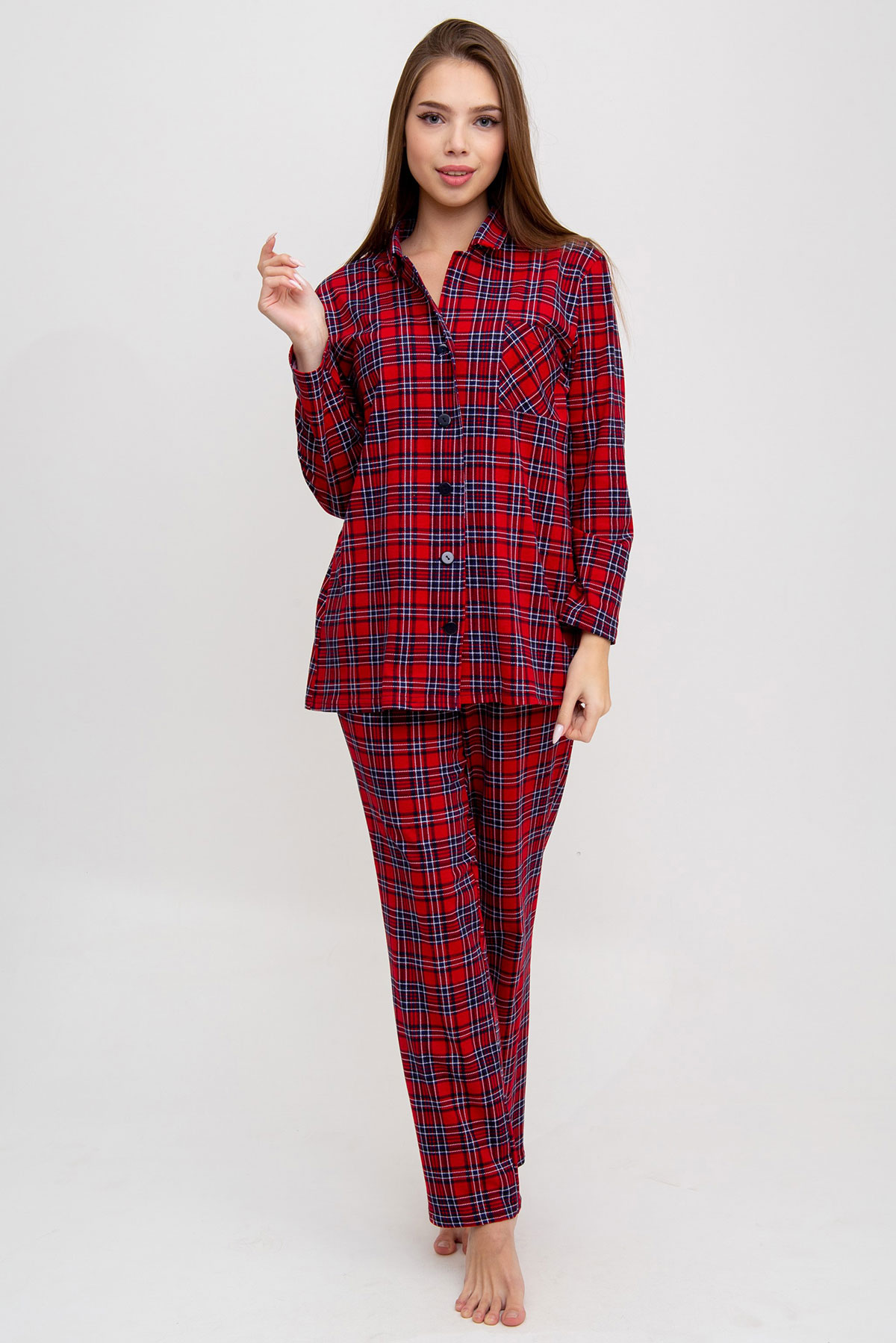 Жен. пижама с брюками арт. 23-0099 Красный р. 52
