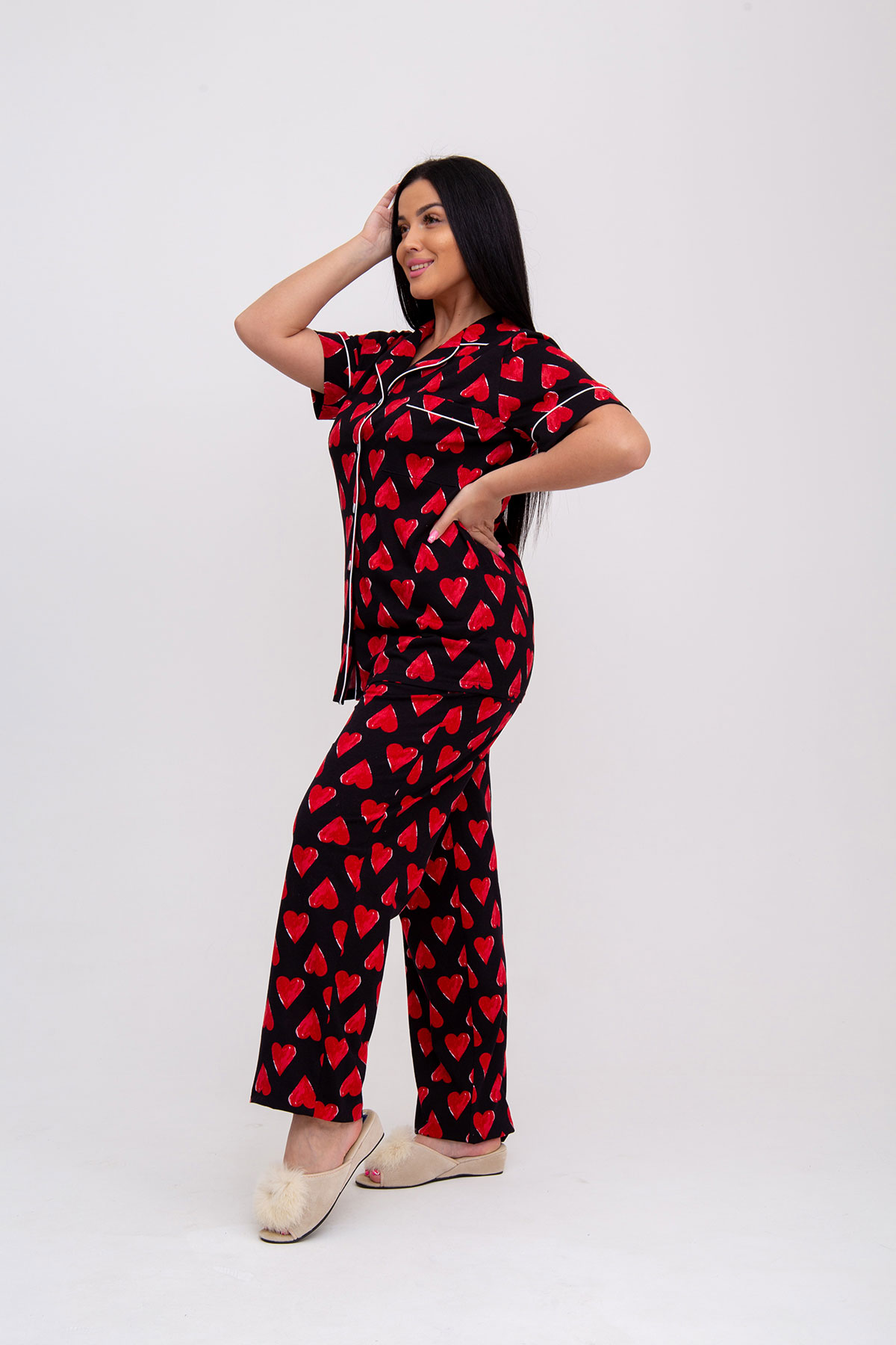 Жен. пижама с брюками арт. 23-0093 Черный р. 50 Моделлини, размер 50 - фото 4