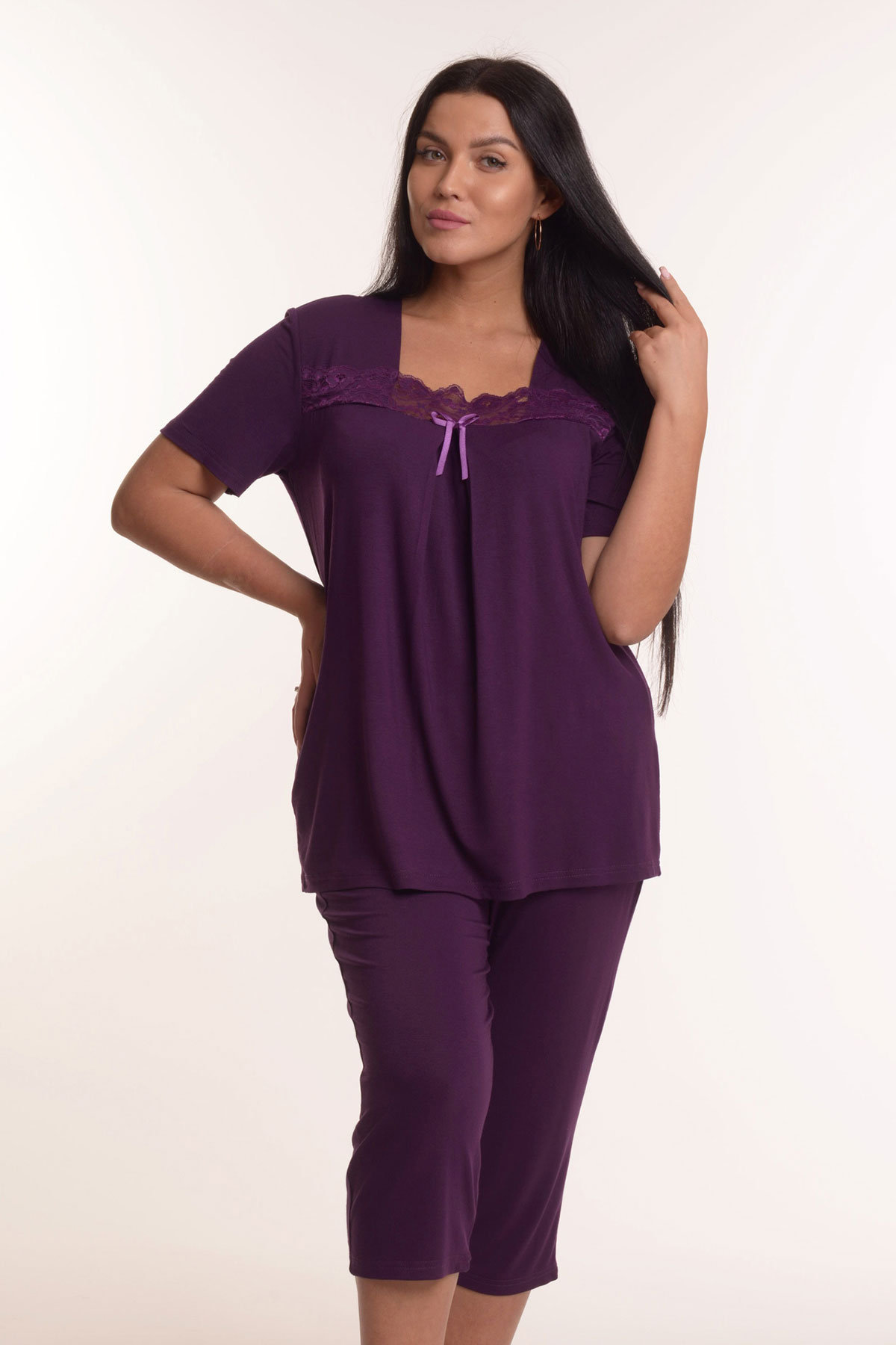 Жен. пижама с брюками арт. 23-0111 Фиолетовый р. 50 Моделлини, размер 50 - фото 1