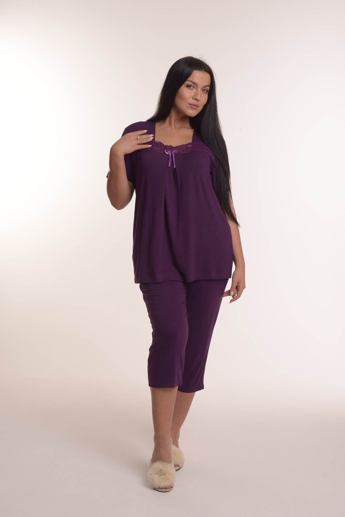 Жен. пижама с брюками арт. 23-0111 Фиолетовый р. 50 Моделлини, размер 50 - фото 2