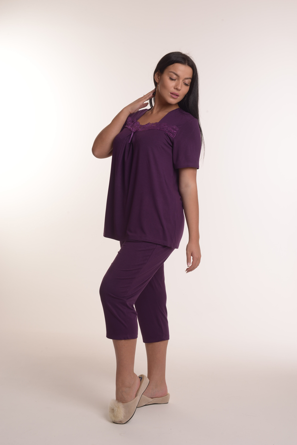 Жен. пижама с брюками арт. 23-0111 Фиолетовый р. 50 Моделлини, размер 50 - фото 4