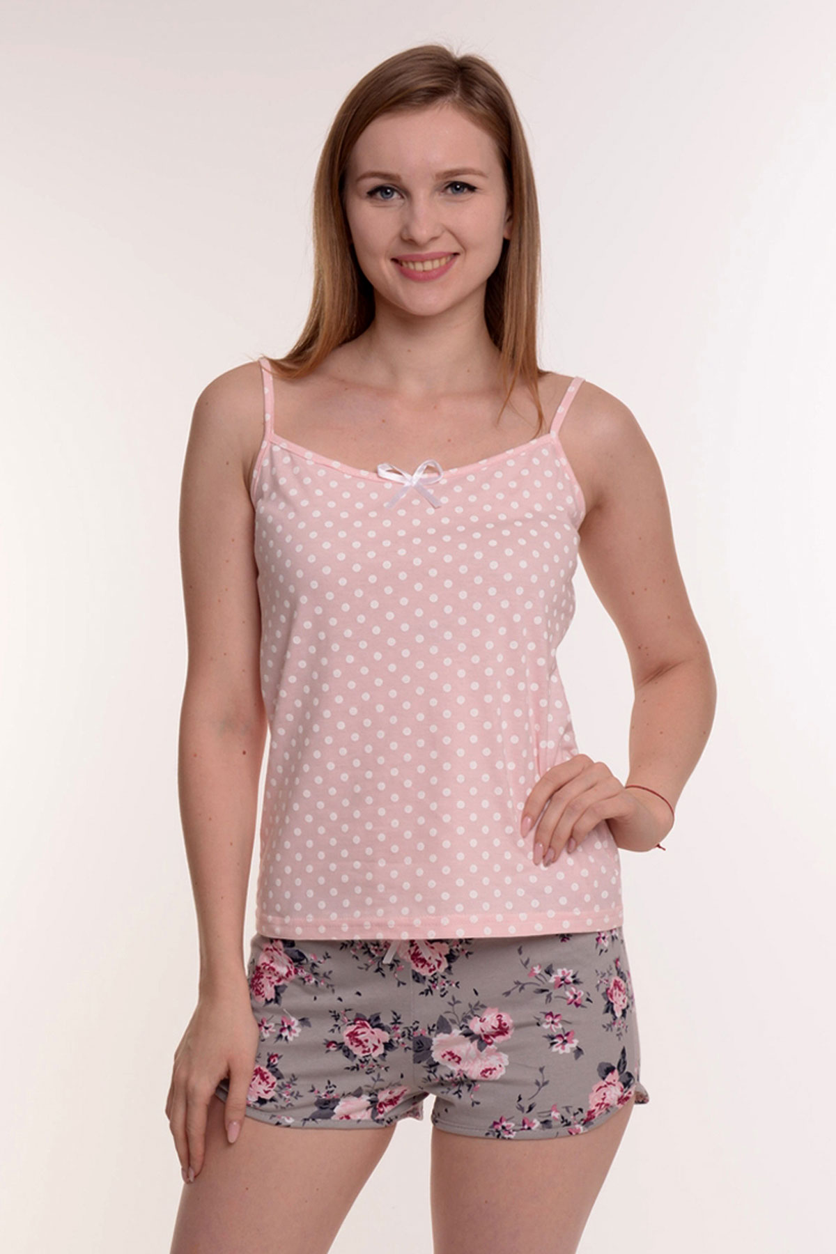 Жен. пижама с шортами арт. 23-0117 Розовый р. 52