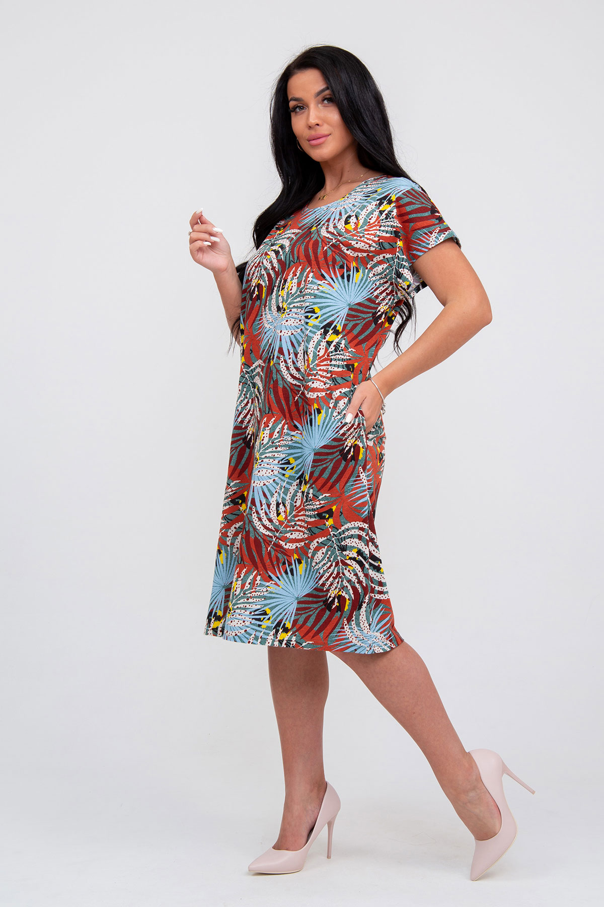Жен. платье повседневное арт. 23-0308 Терракотовый р. 62 Моделлини, размер 62 - фото 5