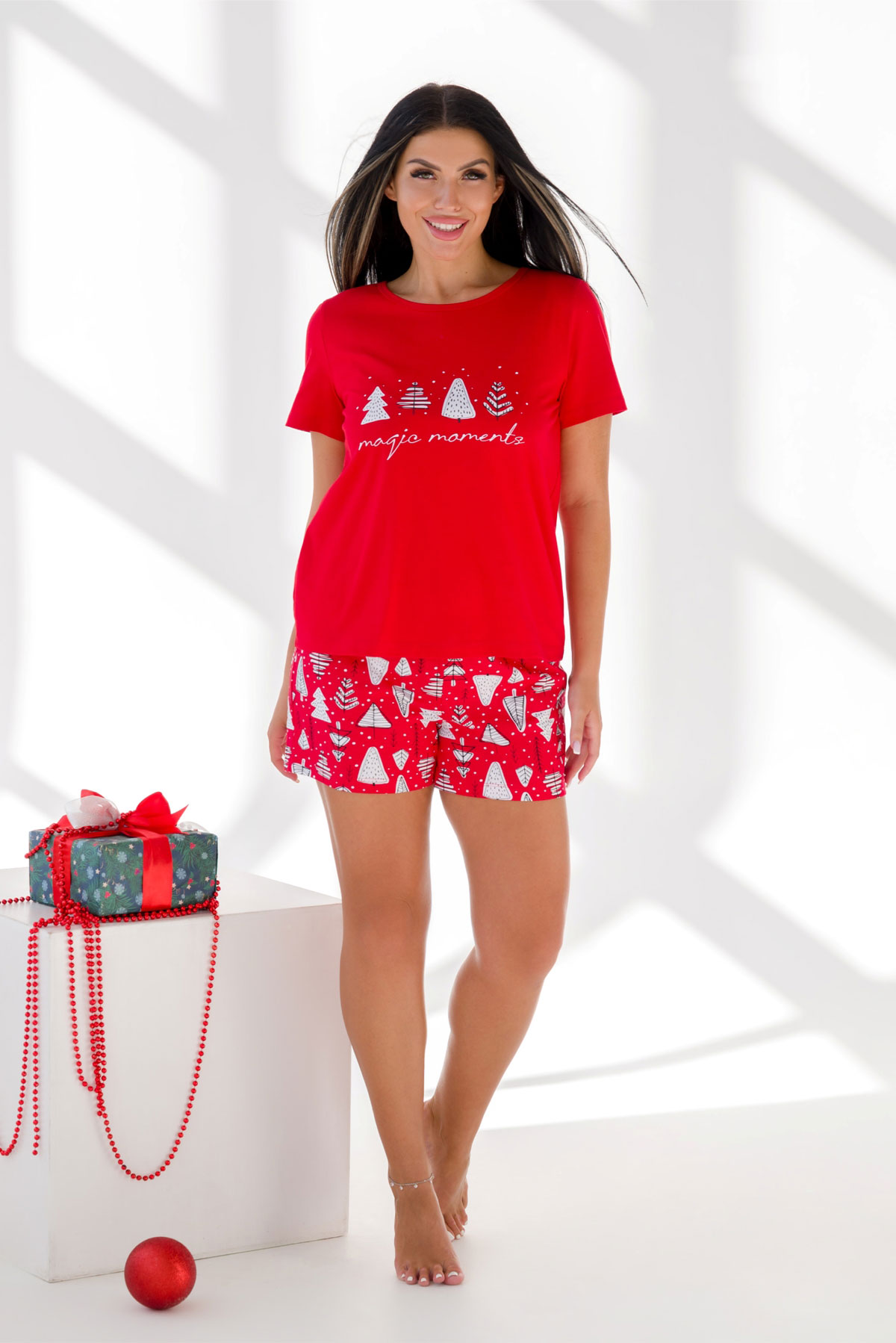 Жен. пижама с шортами арт. 19-0799 Красный р. 48 Шарлиз, размер 48 - фото 2
