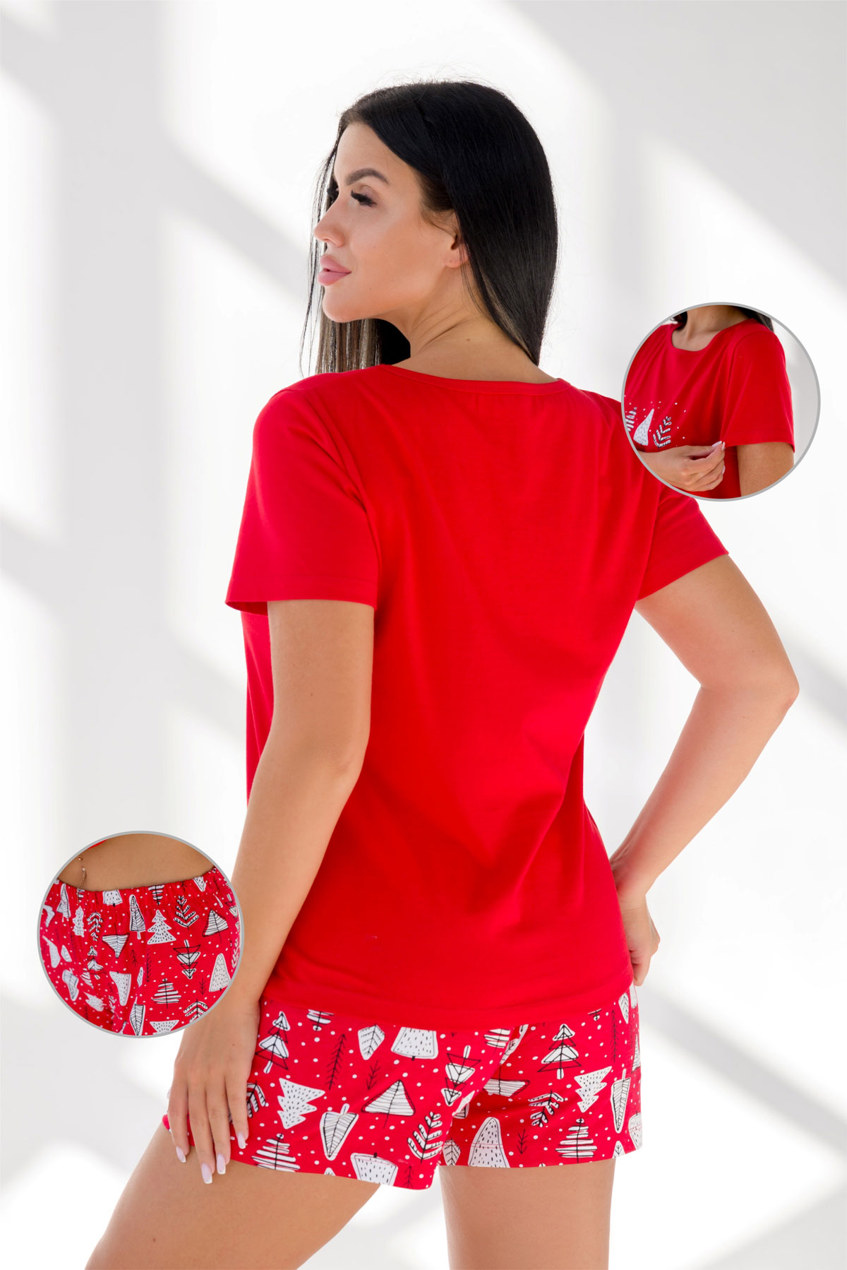 Жен. пижама с шортами арт. 19-0799 Красный р. 48 Шарлиз, размер 48 - фото 3