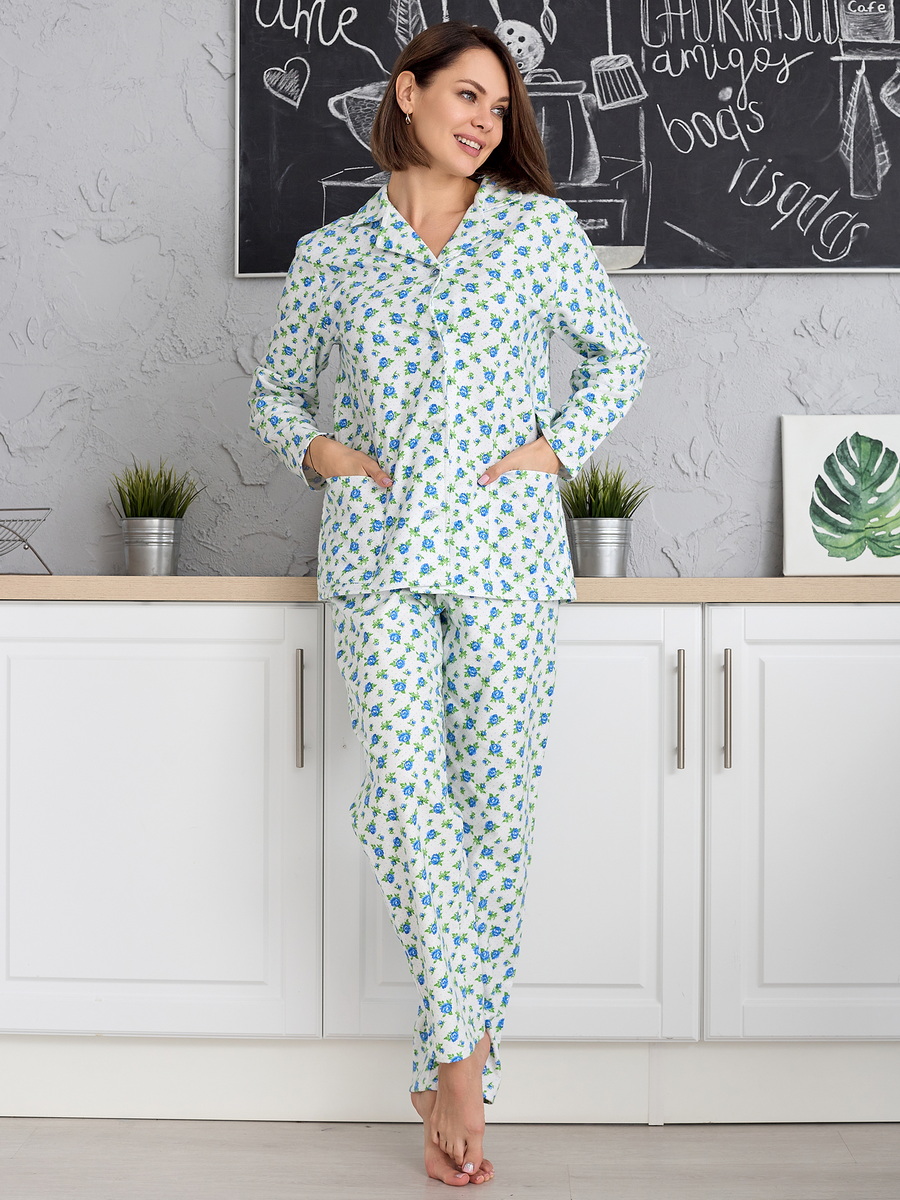 Жен. пижама с брюками арт. 17-0430 Белый р. 50 ЕленаТекс, размер 50