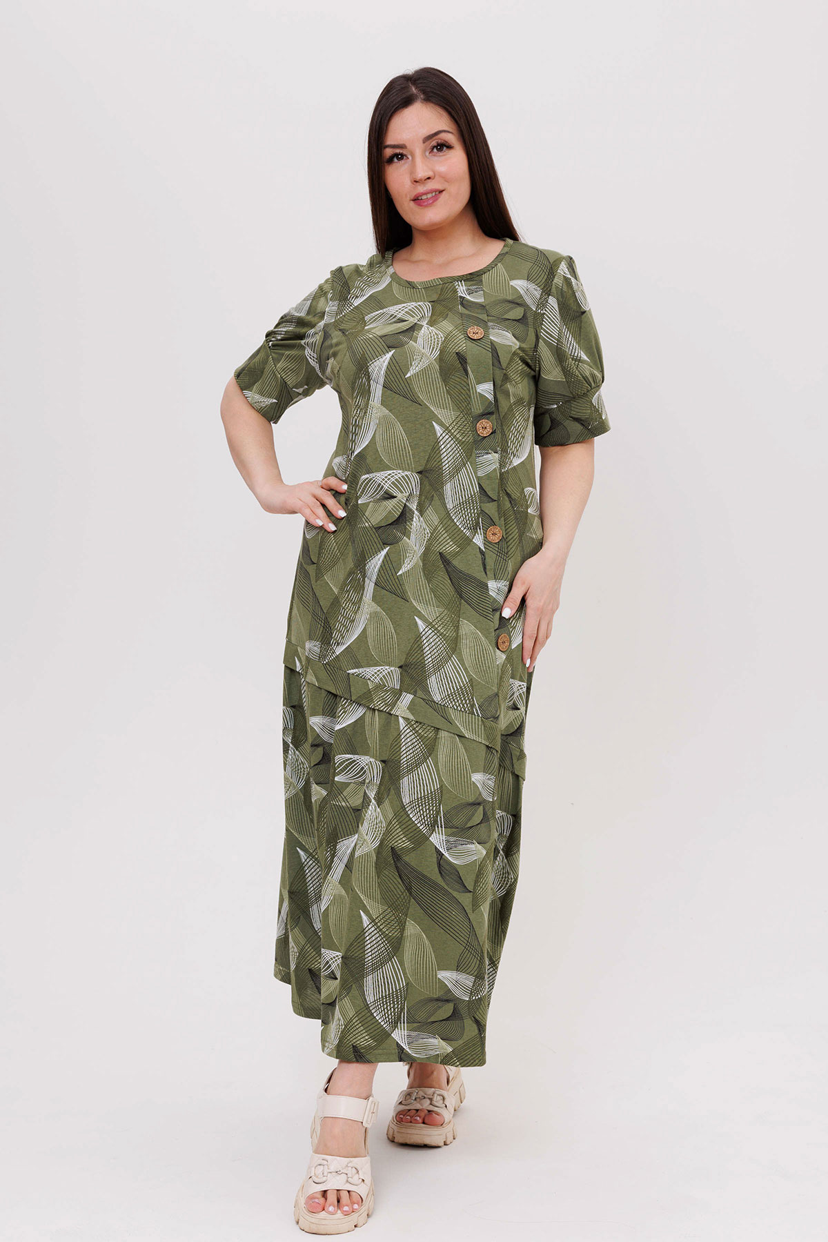Жен. платье повседневное арт. 23-0541 Зеленый р. 54 Моделлини, размер 54 - фото 3