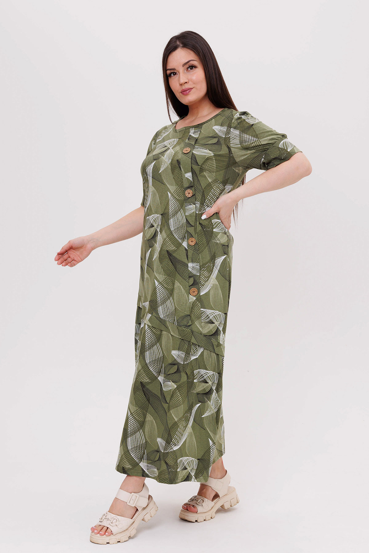 Жен. платье повседневное арт. 23-0541 Зеленый р. 54 Моделлини, размер 54 - фото 4