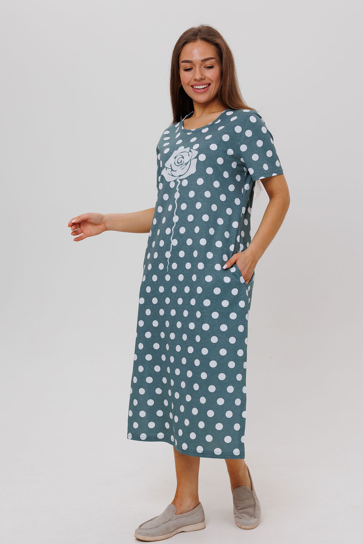Жен. платье повседневное арт. 23-0545 Зеленый р. 50 Моделлини, размер 50 - фото 3