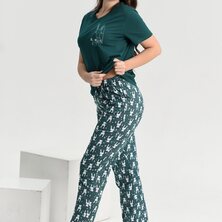 Пижама с брюками "Ушастик" Темно-зеленый