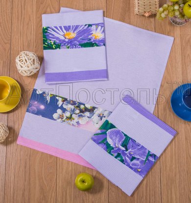 Набор полотенец "Цветочная палитра" Фиолетовый р. 45х60