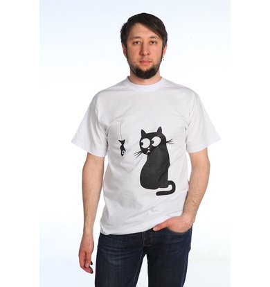 Мужская футболка "Кот и рыбка"
