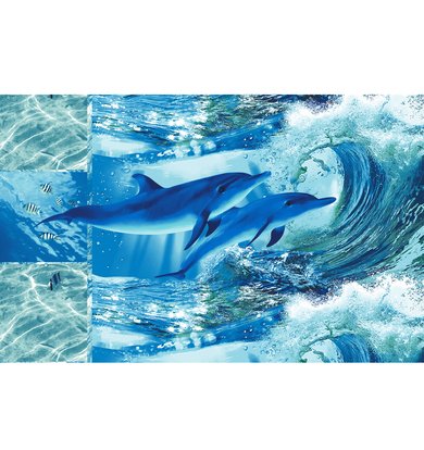 Вафельное полотенце "Дельфинарий" р. 100х150 см