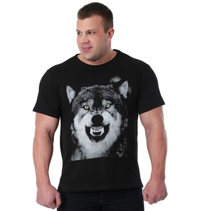 Муж. футболка "Волк" Черный р. 48