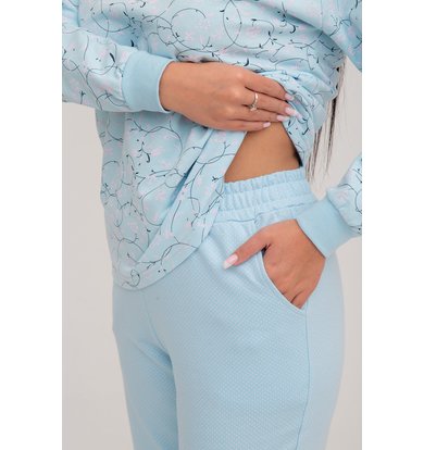 Жен. пижама с брюками арт. 23-0101 Голубой р. 48