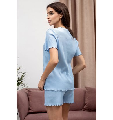 Жен. пижама с шортами арт. 23-0312 Голубой р. 52