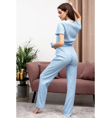 Жен. пижама с брюками арт. 23-0311 Голубой р. 54