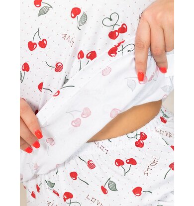Жен. пижама с шортами "Черри" Белый р. 54