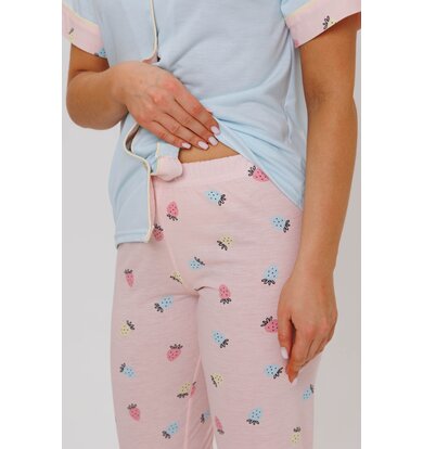 Жен. пижама с брюками арт. 23-0410 Голубой р. 44