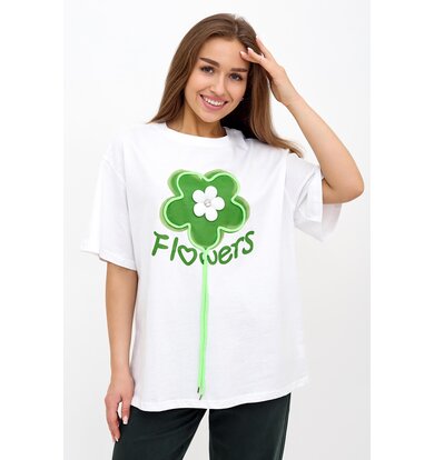 Жен. футболка "Flowers" Белый р. 48-52