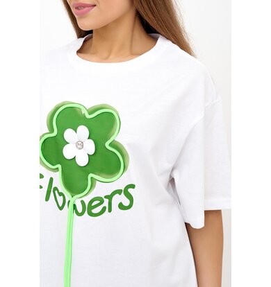 Жен. футболка "Flowers" Белый р. 48-52