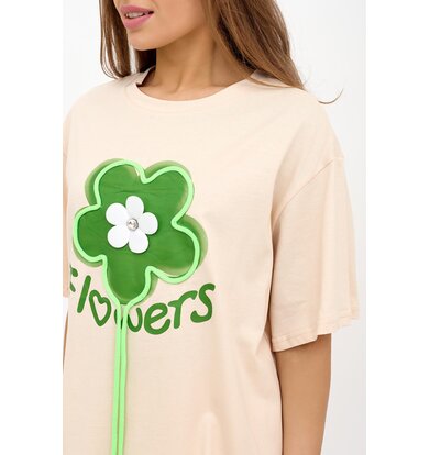Жен. футболка "Flowers" Бежевый р. 48-52