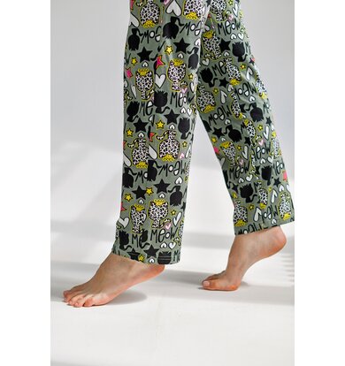 Жен. пижама с брюками "Мяу" Зеленый р. 48