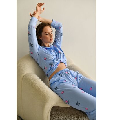Жен. пижама с брюками "Волшебство" Голубой р. 44