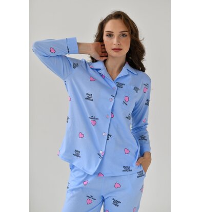Жен. пижама с брюками "Волшебство" Голубой р. 46