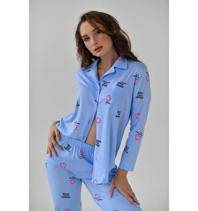 Жен. пижама с брюками "Волшебство" Голубой р. 44
