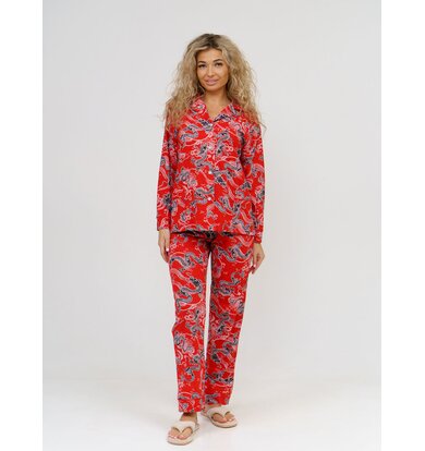Жен. пижама с брюками арт. 16-0756 Красный р. 44