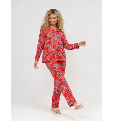 Жен. пижама с брюками арт. 16-0756 Красный р. 44