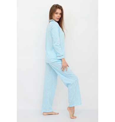 Жен. пижама с брюками "Бабл-гам" Голубой р. 44