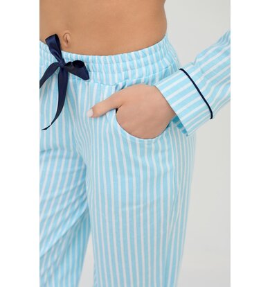 Жен. пижама с брюками "Бабл-гам" Голубой р. 54