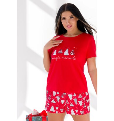 Жен. пижама с шортами арт. 19-0799 Красный р. 44