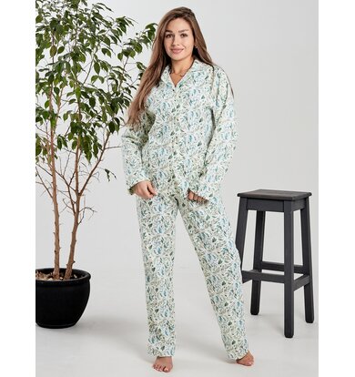 Жен. пижама с брюками арт. 17-0431 Зеленый р. 44