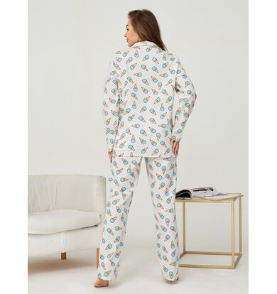 Жен. пижама с брюками арт. 17-0433 Белый р. 44