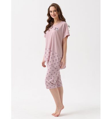 Жен. пижама с брюками "Букет" Розовый р. 56