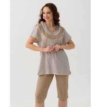 Жен. пижама с шортами "Цветочек" Молочный р. 60