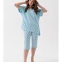 Жен. пижама с брюками "Букет" Голубой р. 56